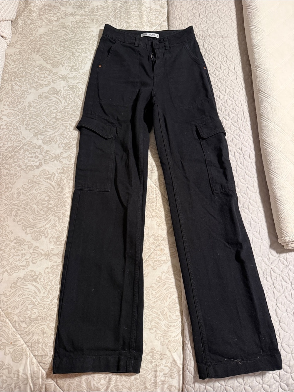 Zara Black Cargo Pants Size 0